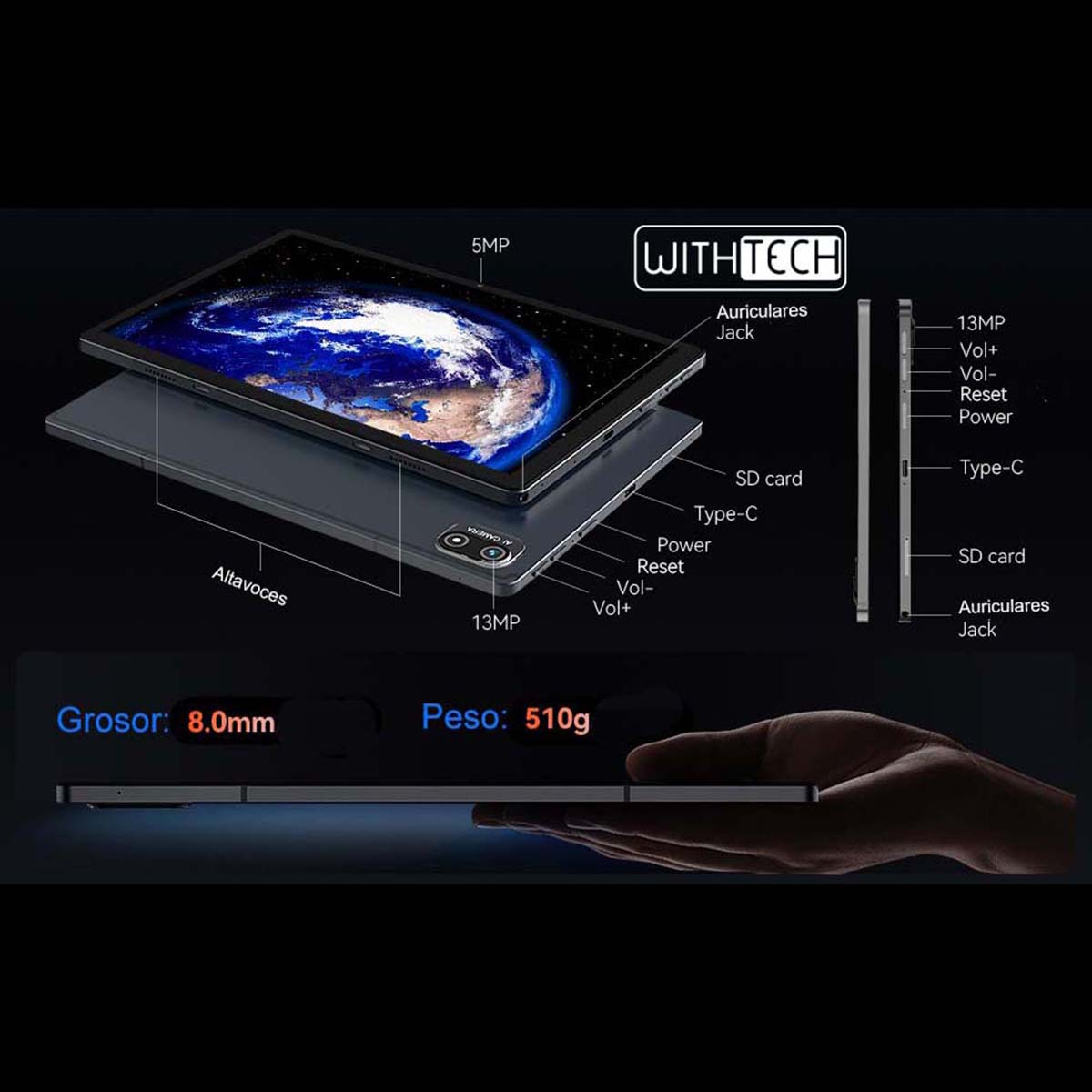 Withtech CIS Edison X Game Deca core 10' 8/128GB 4G  Negra